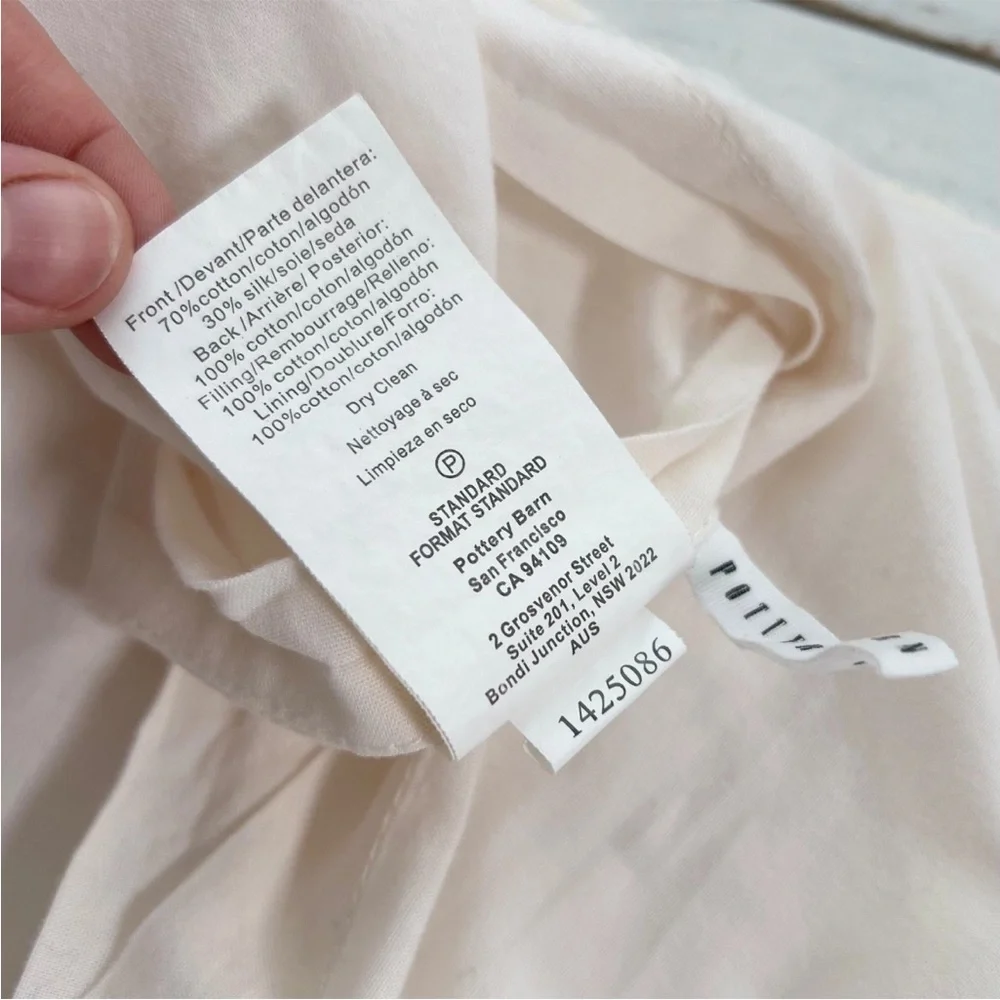 2 Pottery Barn Cotton & Silk Cross Stitch Standard Shams Ivory Cream White Pick - Picture 9 of 9